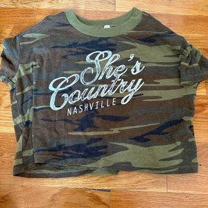 Jason Alden’s she’s country Nashville camo crop top
